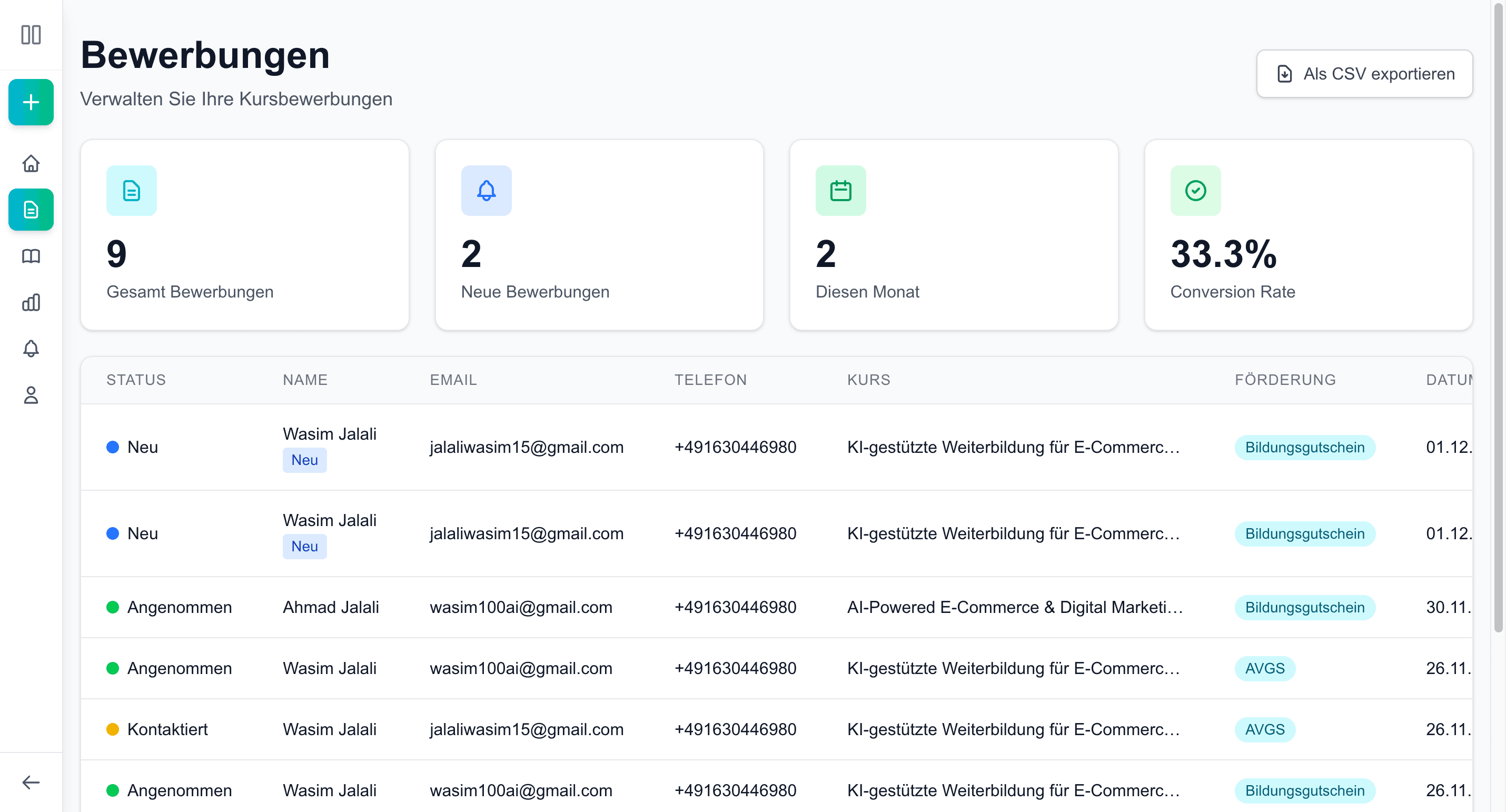 Applications Dashboard